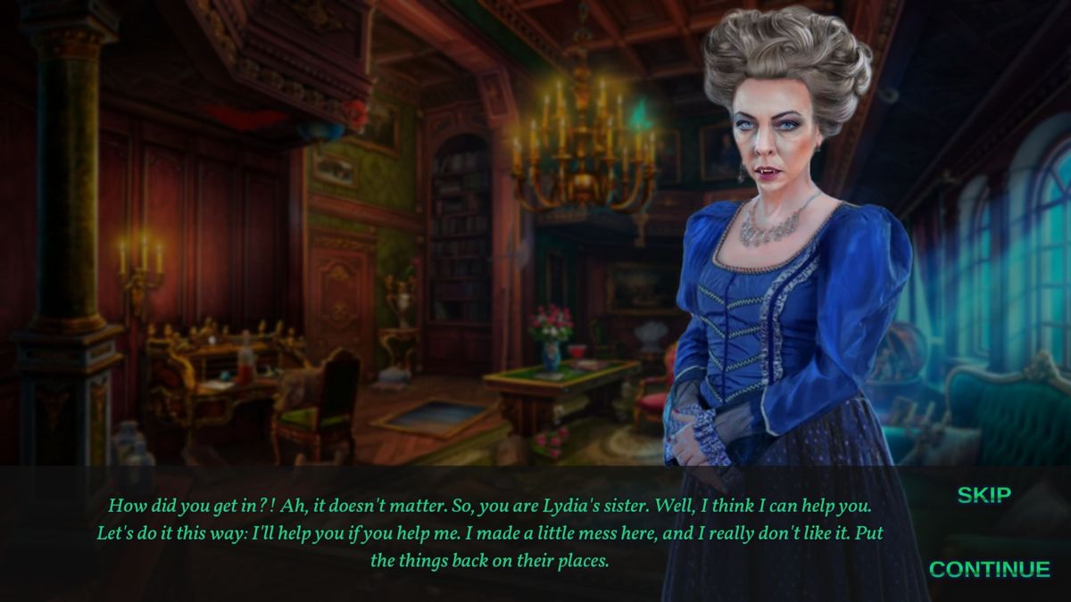 Pride and Prejudice: Blood Ties (Windows) screenshot: This is Lady Catherine. She's up to something but she is prepared to make a deal.