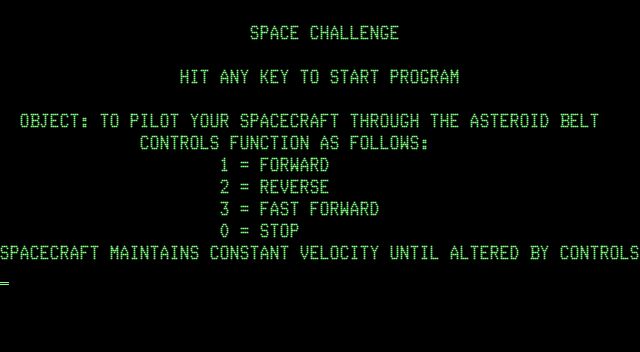 Asteroid Space Challenge (Wang 2200) screenshot: Instructions