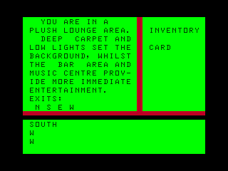Dan Diamond is Lost in Space (Dragon 32/64) screenshot: Exploring the Lounge
