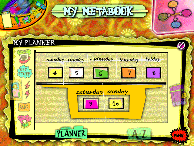 Let's Talk About Me (Windows 3.x) screenshot: The "My Life" section has utilities like this date planner...