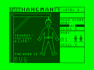 Super Skill Hangman (Dragon 32/64) screenshot: I Lost