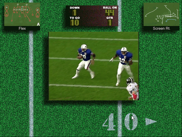 Live Action Football (Windows 3.x) screenshot: Then the result is shown as live-action video