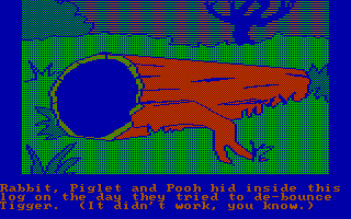 Winnie the Pooh in the Hundred Acre Wood (DOS) screenshot: Exploring the Hundred Acre wood (CGA with RGB monitor)