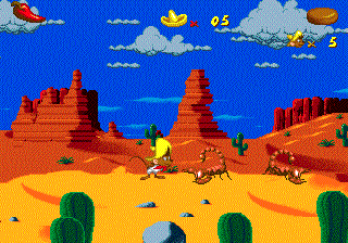 Cheese Cat-Astrophe starring Speedy Gonzales (Genesis) screenshot: Scorpions in World 1: The desert