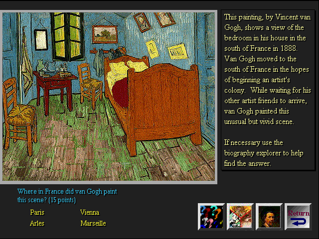 Masterpiece Mansion (Windows 3.x) screenshot: Some puzzles are simple multiple-choice questions