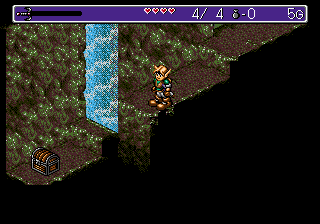 Landstalker (Genesis) screenshot: Waterfall area