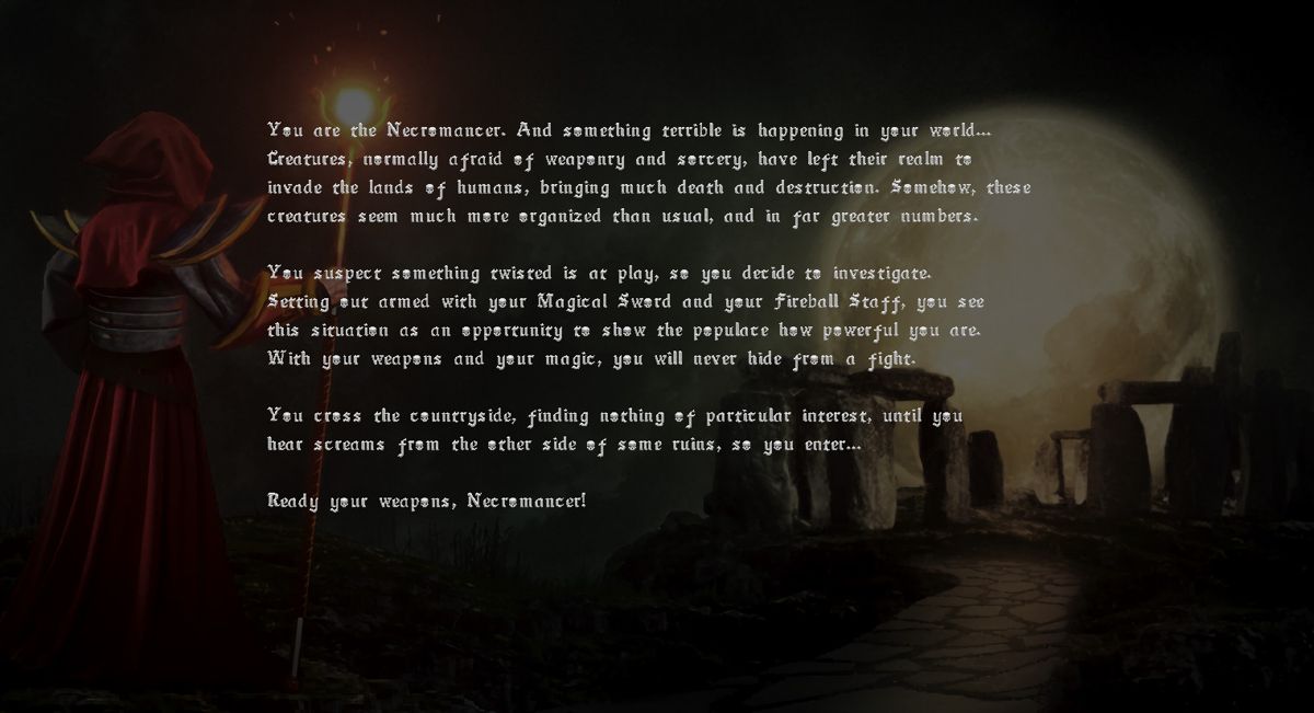 Hands of Necromancy (Windows) screenshot: Background story.