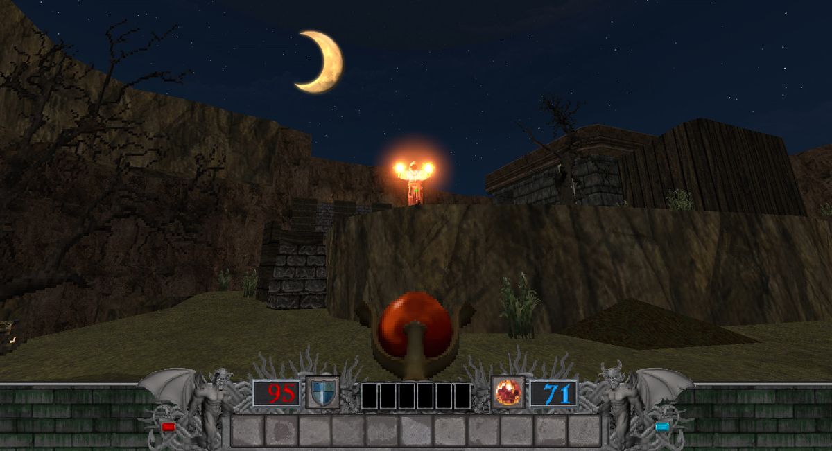 Hands of Necromancy (Windows) screenshot: Lighting effects on a wizard about to throw some energy balls.