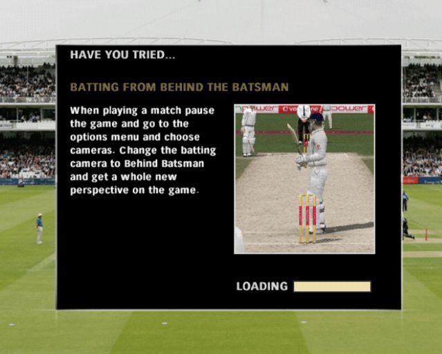 Cricket 07 (PlayStation 2) screenshot: While the match is loading the game reminds the player of yet another option