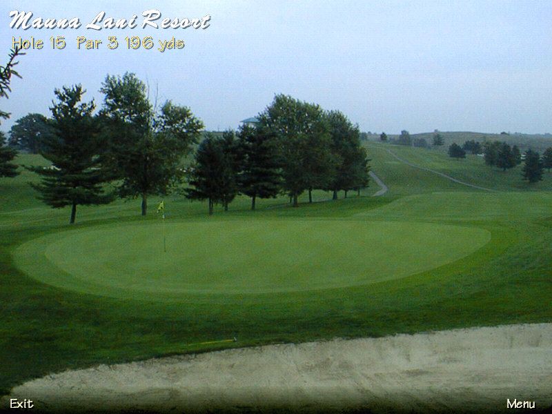 America's Toughest 18 (Windows) screenshot: The main menu features photos from each course.