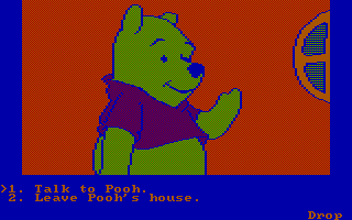 Winnie the Pooh in the Hundred Acre Wood (DOS) screenshot: At Winnie the Pooh's house (CGA with RGB monitor)