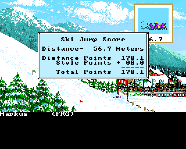 Winter Games (Amiga) screenshot: Ouch! That hurts!
