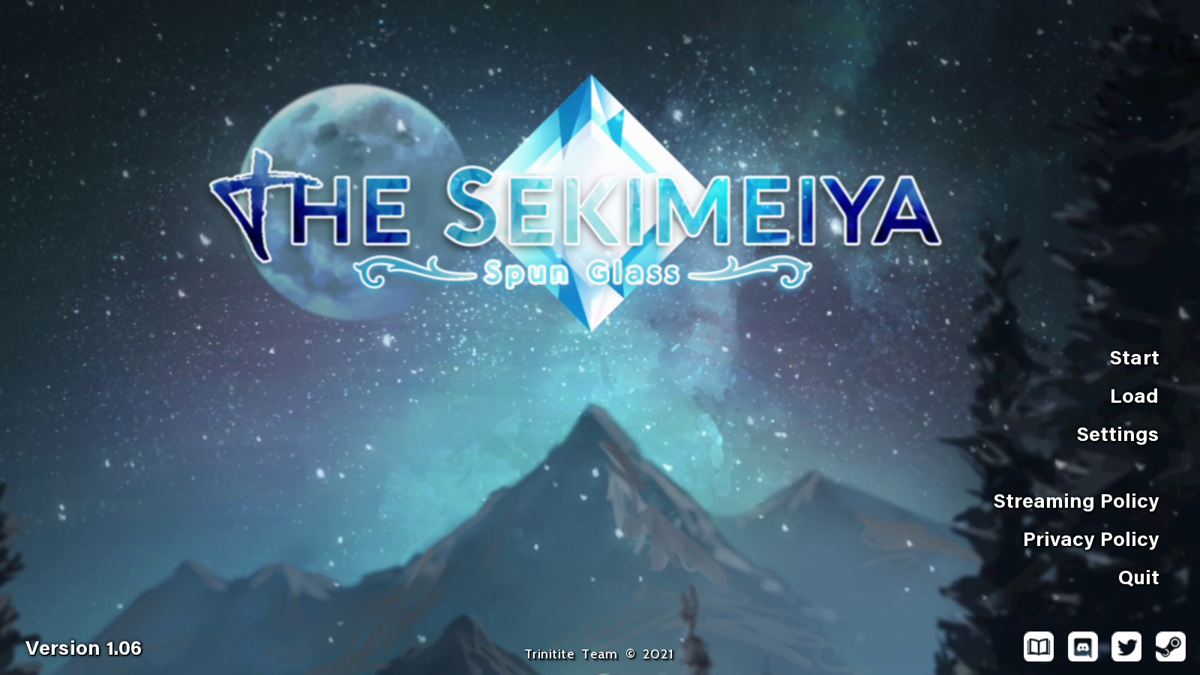 The Sekimeiya: Spun Glass (Windows) screenshot: The main menu, with the game's logo (after scrolling to the upper half)