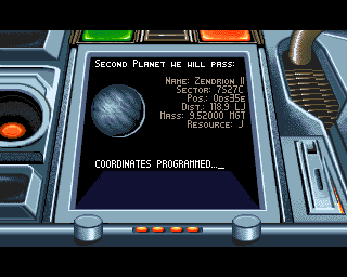 Exodus 3010: The First Chapter (Amiga) screenshot: Destination is set