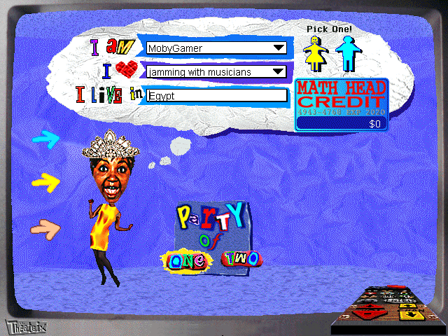 Math Heads (Windows 3.x) screenshot: Setting up our player character