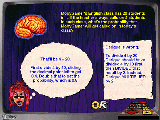 Math Heads (Windows 3.x) screenshot: We can also review the correct reasoning