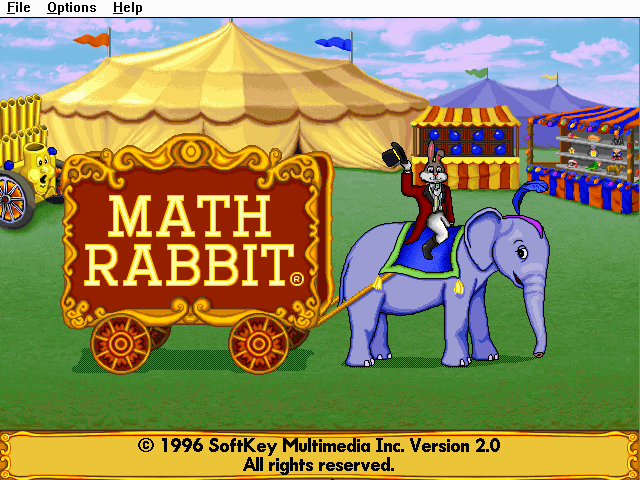 Math Rabbit Deluxe (Windows 3.x) screenshot: Title screen (v2.0)