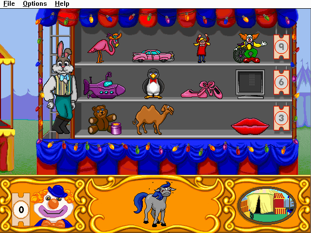 Math Rabbit Deluxe (Windows 3.x) screenshot: We used our earned tickets to buy a horse