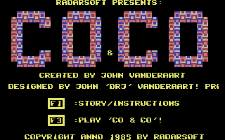 Co & Co (Commodore 64) screenshot: Title Screen and Main Menu.