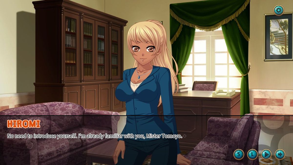 Beauty Bounce (Windows) screenshot: This is the bank's auditor. The long term loan used to set up the resort has expired so she ends up staying in the resort to decide whether the bank should renew/extend the loan