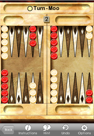 Astraware Boardgames (iPhone) screenshot: Backgammon