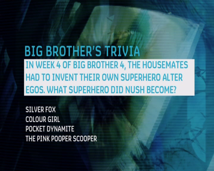 Big Brother DVD Game (DVD Player) screenshot: A trivia question