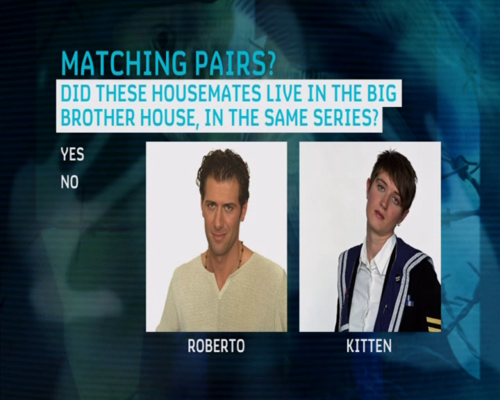 Big Brother DVD Game (DVD Player) screenshot: A Matching Pairs question from Week Five