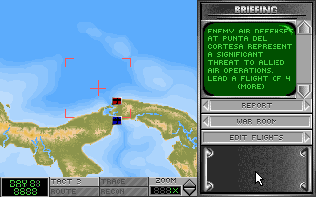 Falcon 3.0 (DOS) screenshot: mission briefing