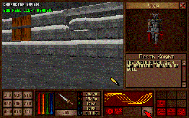 Amulets & Armor (DOS) screenshot: Spells are cast from combinations of runes. As you progress through the game, you'll find more runes and spell sheets that allow you to utilize them. There are three systems of magic; for each system the rune combinations will produce different results.
