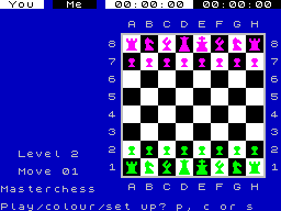 Chess (ZX Spectrum) screenshot: This is the initial - and only - view in the game.