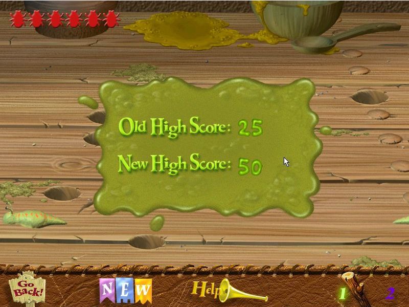 Shrek: Game Land Activity Center (Windows) screenshot: Bug Splat: This is the only game with a score