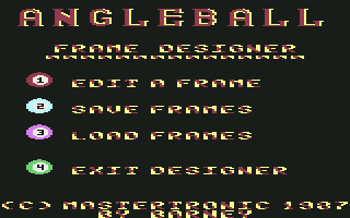 Angle Ball (Commodore 64) screenshot: Frame Designer - Options