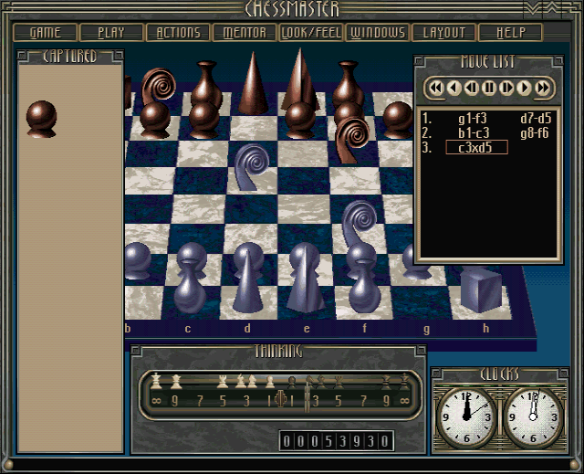 The Chessmaster 4000 Turbo (Windows 3.x) screenshot: A Lot of Windows