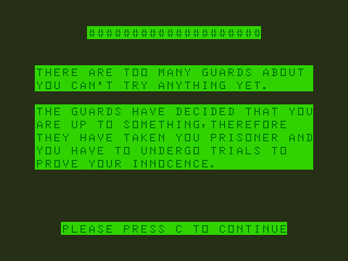 Alien Oddessy (Dragon 32/64) screenshot: The Guards Question Me