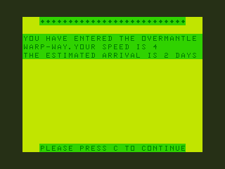 Interplanetary Trader (Dragon 32/64) screenshot: Arrival in 2 Days