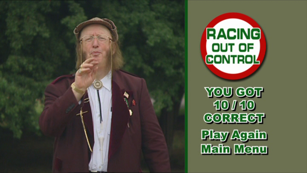 John McCririck: Racing - Out Of Control (included game) (DVD Player) screenshot: He's nearly as pleased as I am