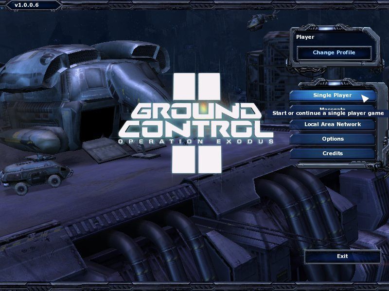 Ground Control II: Operation Exodus (Windows) screenshot: Main menu is animated and looping