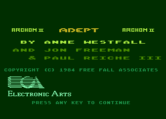 Archon II: Adept (Atari 8-bit) screenshot: Title Screen