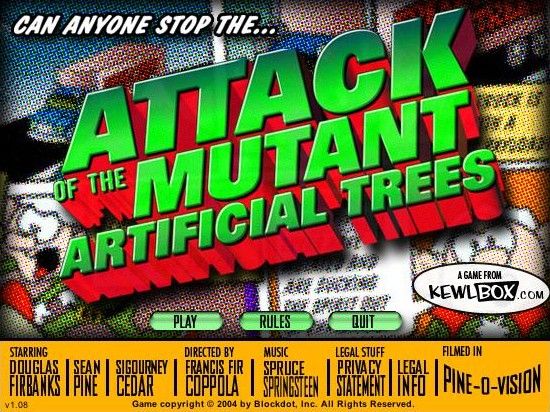 Attack of the Mutant Artificial Trees (Windows) screenshot: Title screen and main menu