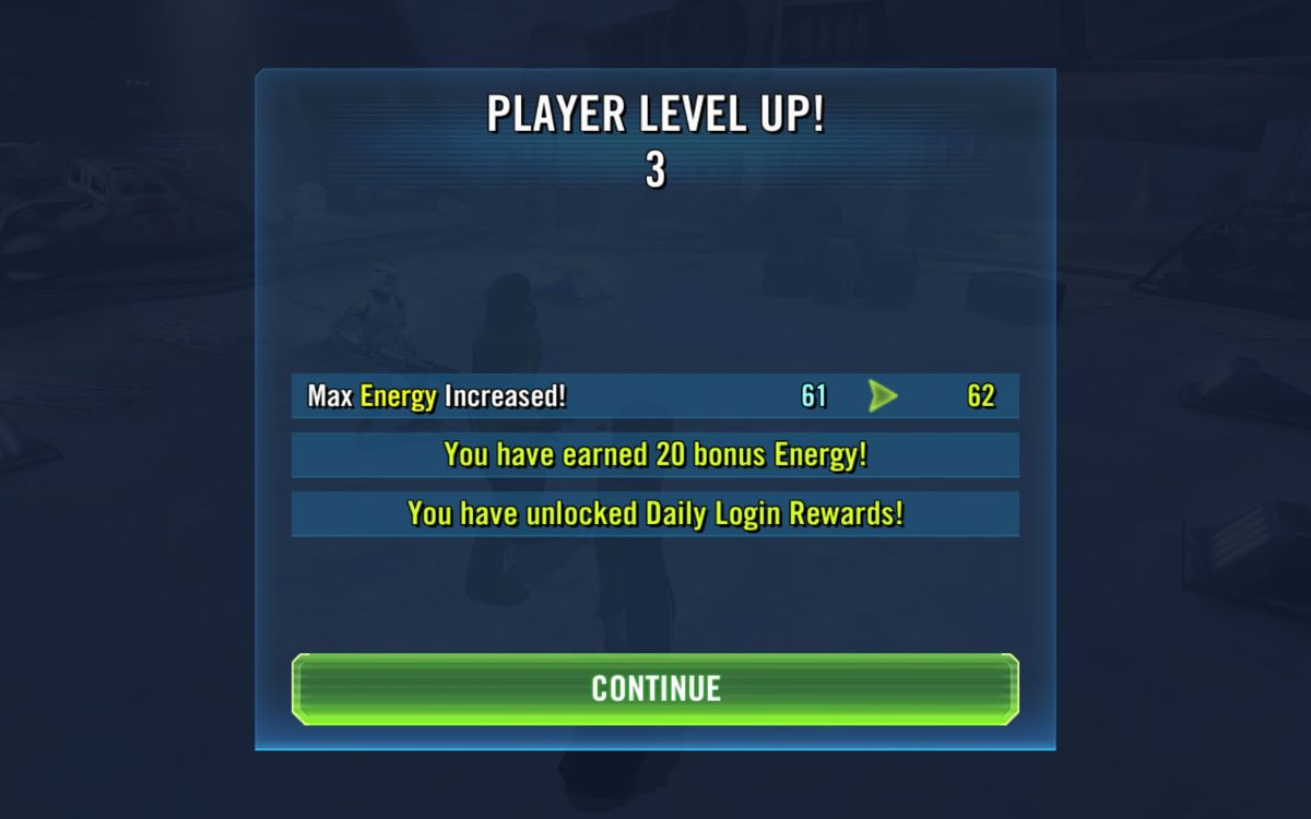 Star Wars: Galaxy of Heroes (Android) screenshot: Player level up