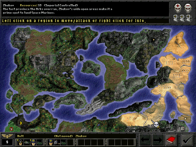 Final Liberation: Warhammer Epic 40,000 (Windows) screenshot: Campaign Map