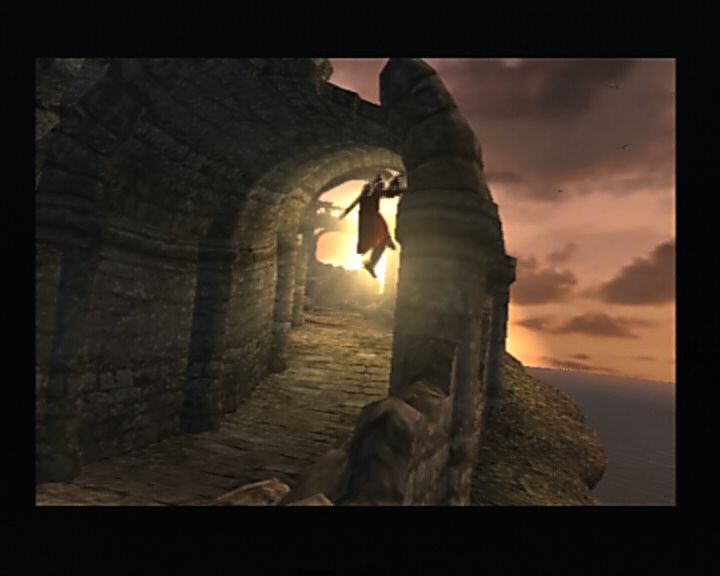 Devil May Cry (PlayStation 2) screenshot: Lighting effects are awesome, especially at outdoor locations.