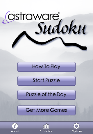 Astraware Sudoku (iPhone) screenshot: Title Screen