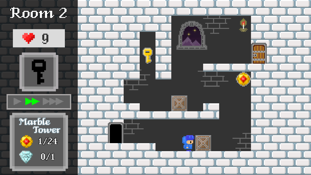 Tomb Towers (Windows) screenshot: Push boxes to reach