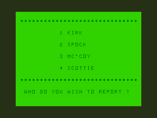Creepies / To Boldly Go (Dragon 32/64) screenshot: To Boldly Go: Choose a Character
