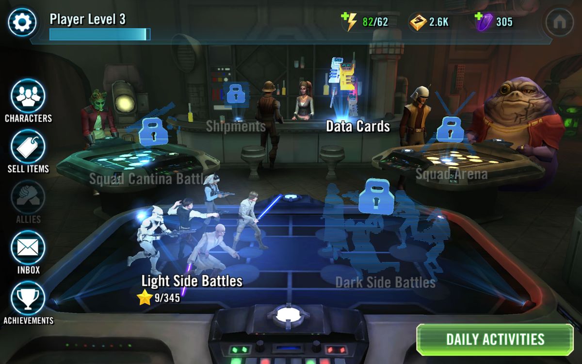 Star Wars: Galaxy of Heroes (Android) screenshot: Main menu