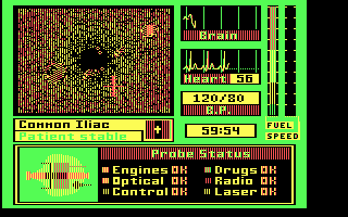 Laser Surgeon: The Microscopic Mission (DOS) screenshot: The main game screen (CGA)