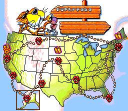 Chester Cheetah: Wild Wild Quest (SNES) screenshot: USA map