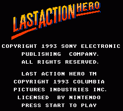 Last Action Hero (NES) screenshot: Title screen