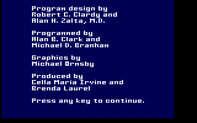 Laser Surgeon: The Microscopic Mission (DOS) screenshot: Game Credits